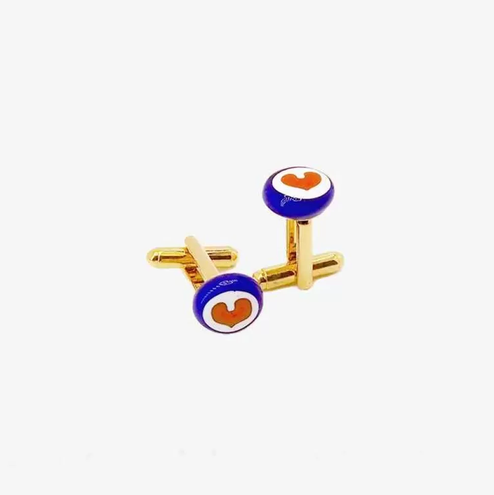 For Men-Amourrina Damani Cufflinks - Blue - Heart Red