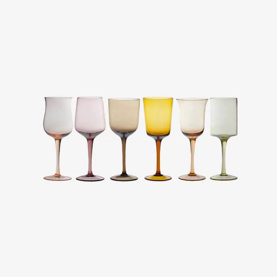 Tableware-Bitossi Home Set Of 6 Glasses Assorted Shapes Nuances Amber Pink - Red Wine