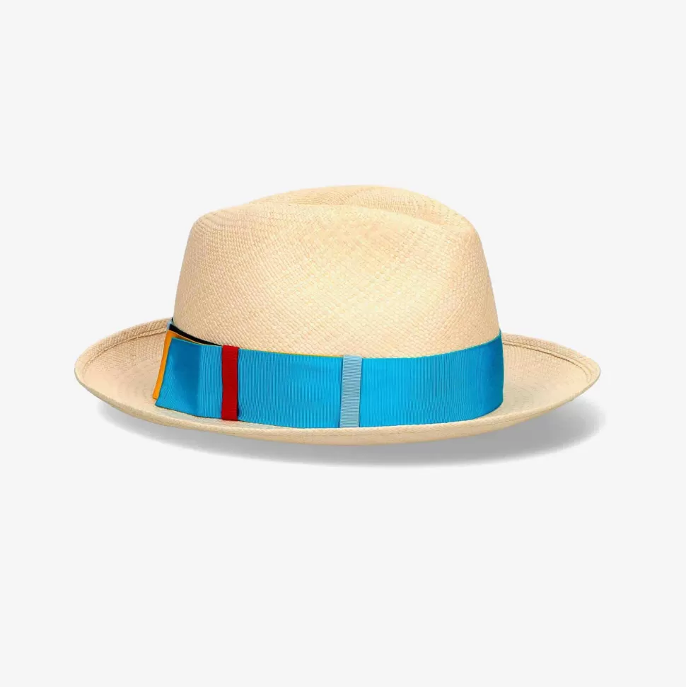 Accessories-Borsalino Panama Hat With Multicolor Band