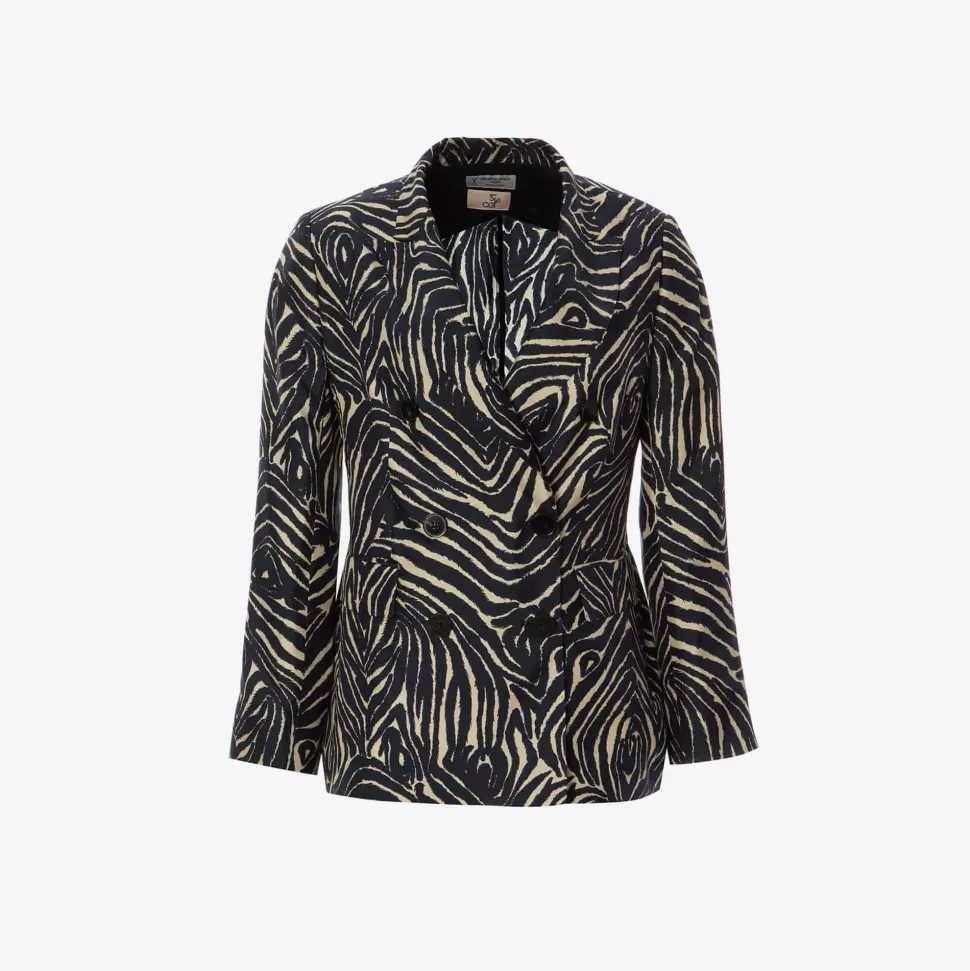 Outerwear-ISSIMO X Alberto Biani Zebra Double-Breasted Blazer