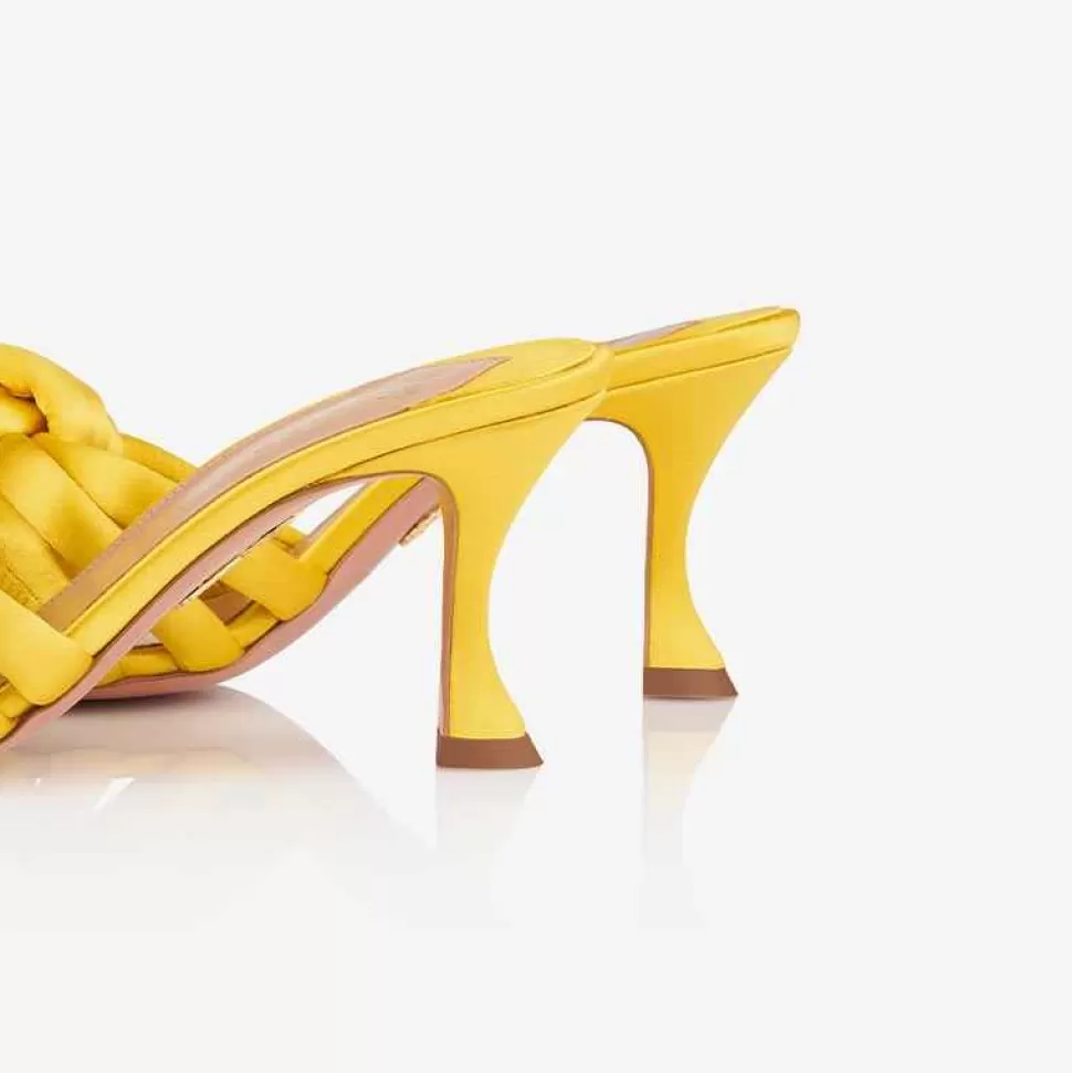 Shoes-ISSIMO X Aquazzura Mule 75 Satin - Sunshine Yellow