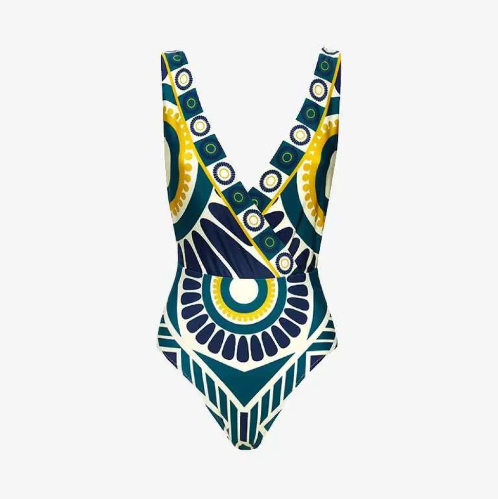 Beachwear-ISSIMO X La Doublej Hazzard Swimsuit - Blue Solar Placee