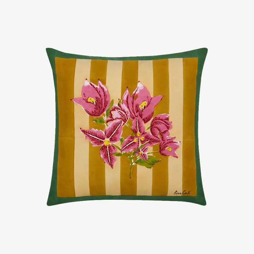 Living Room-ISSIMO X Lisa Corti Bougainvillea Mustard Stripes Pillow