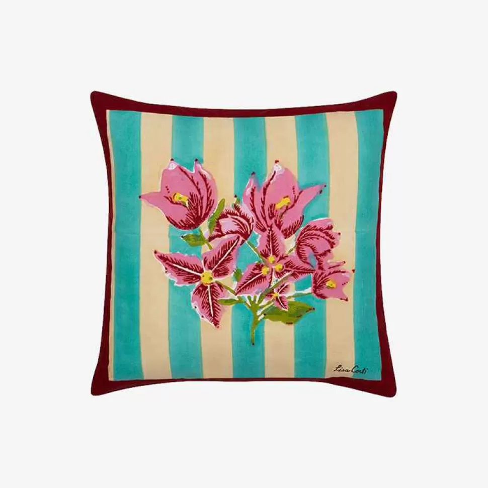 Living Room-ISSIMO X Lisa Corti Bougainvillea White Veronese Stripes Pillow