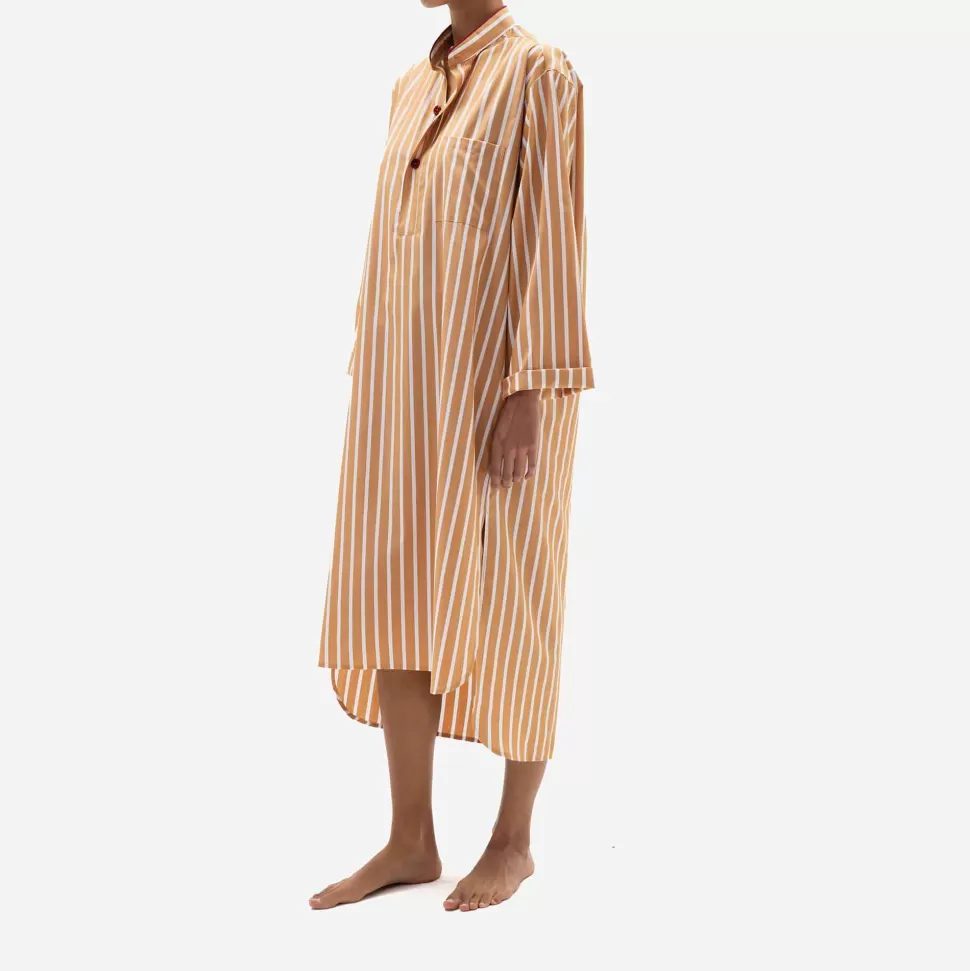 For Men-ISSIMO X Schostal Unisex Stripes Nightshirt - Tabac