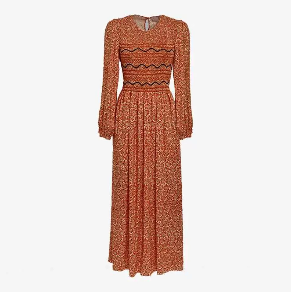 Dresses-Loretta Caponi Lea Orange Daisies Dress