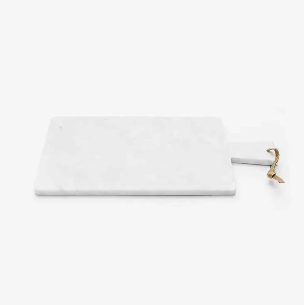 Kitchen-Marmolove Cutting Board In White Carrara Marble And Leather Lace