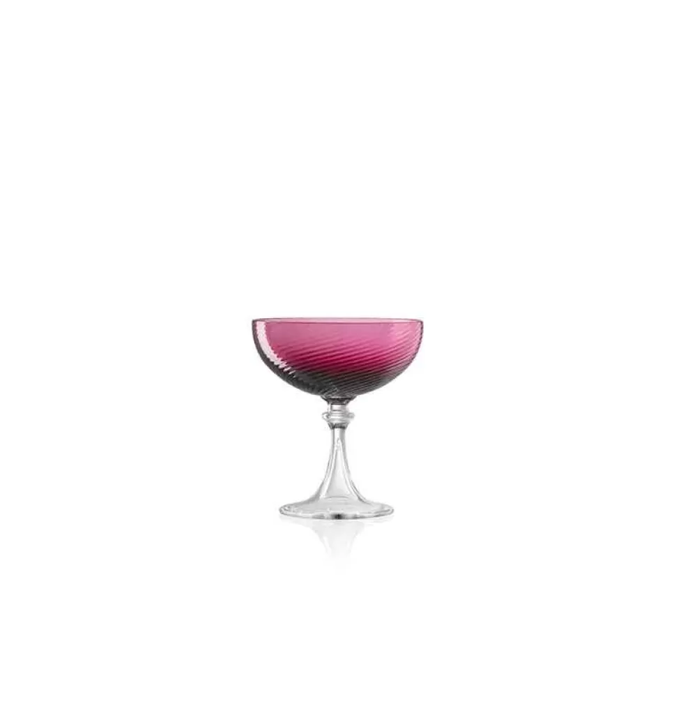 Tableware-NasonMoretti Champagne Cup 3/62 Rigadin Ritorto Ruby - Made To Order