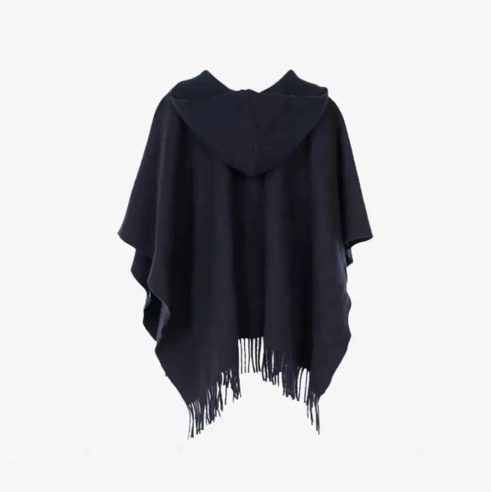 Outerwear-Officina Del Poggio - Fringed Poncho Dark Blue