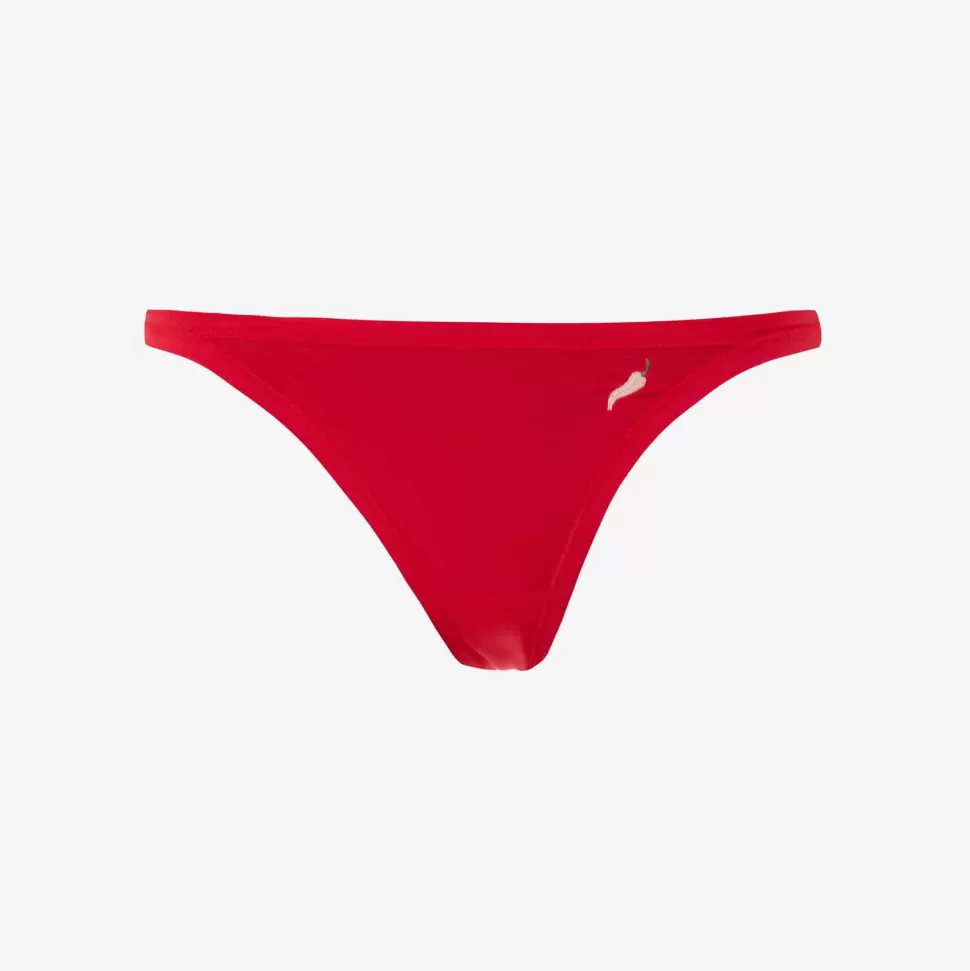 Lingerie & Nightwear-ISSIMO Red Slip- In Ecological Fabric With Our Lucky Chili Embroidery