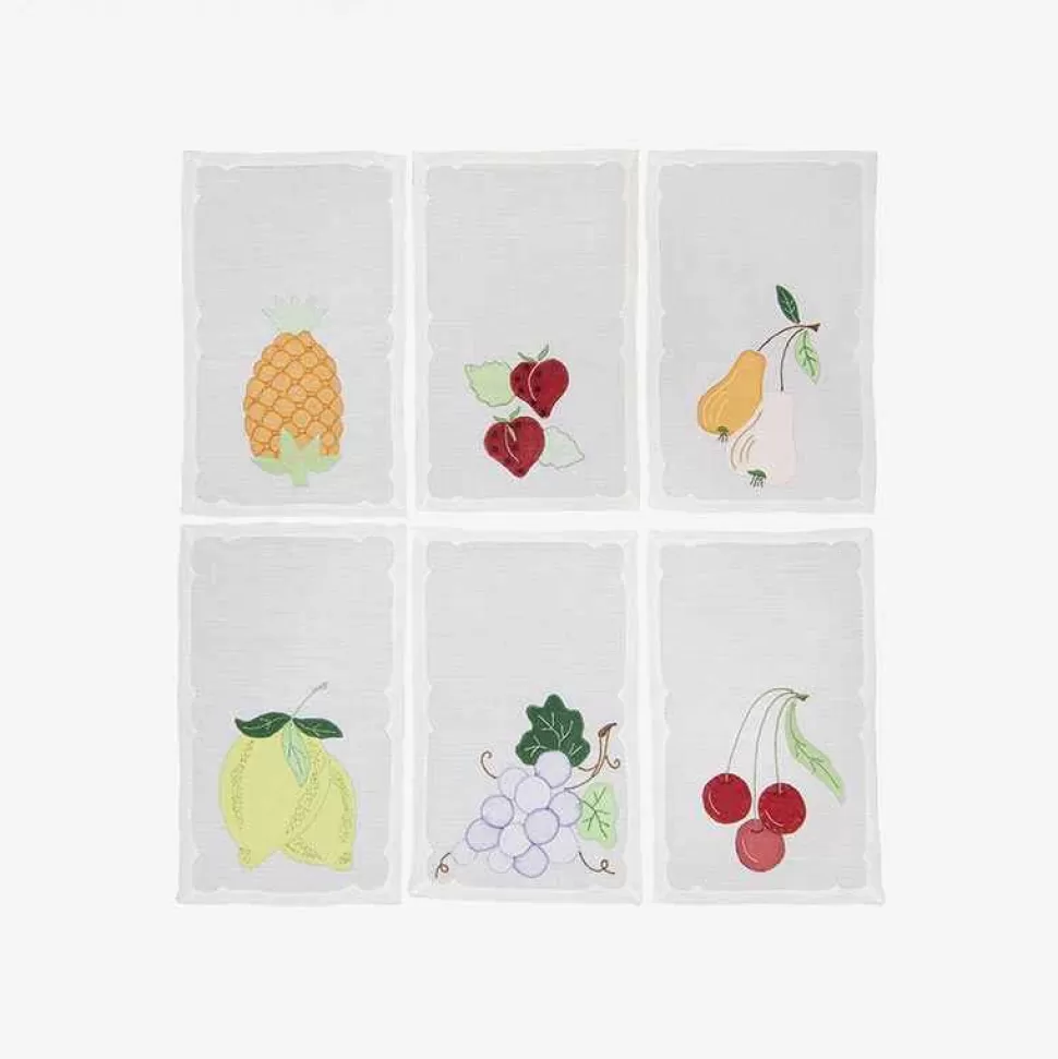 Tableware-Taf Ricami Embroidered Cocktail Napkins - Set Of 6