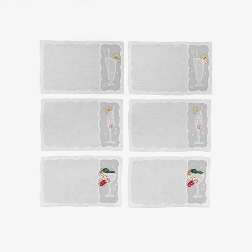 Tableware-Taf Ricami Embroidered Cocktail Napkins - Set Of 6