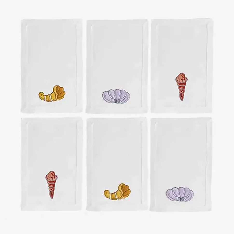 Tableware-Taf Ricami Embroidered Cocktail Napkins - Set Of 6