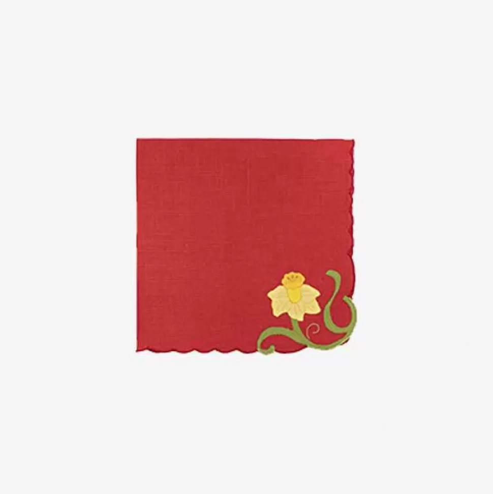 Tableware-Taf Ricami Flowered Embroidered Placemats And Napkins - Set Of 6